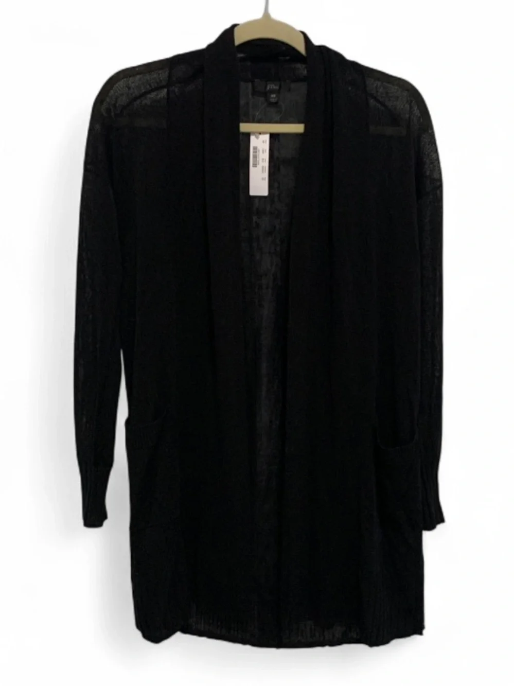 NWT J. Crew Black Gauzy Open-Front Cardigan